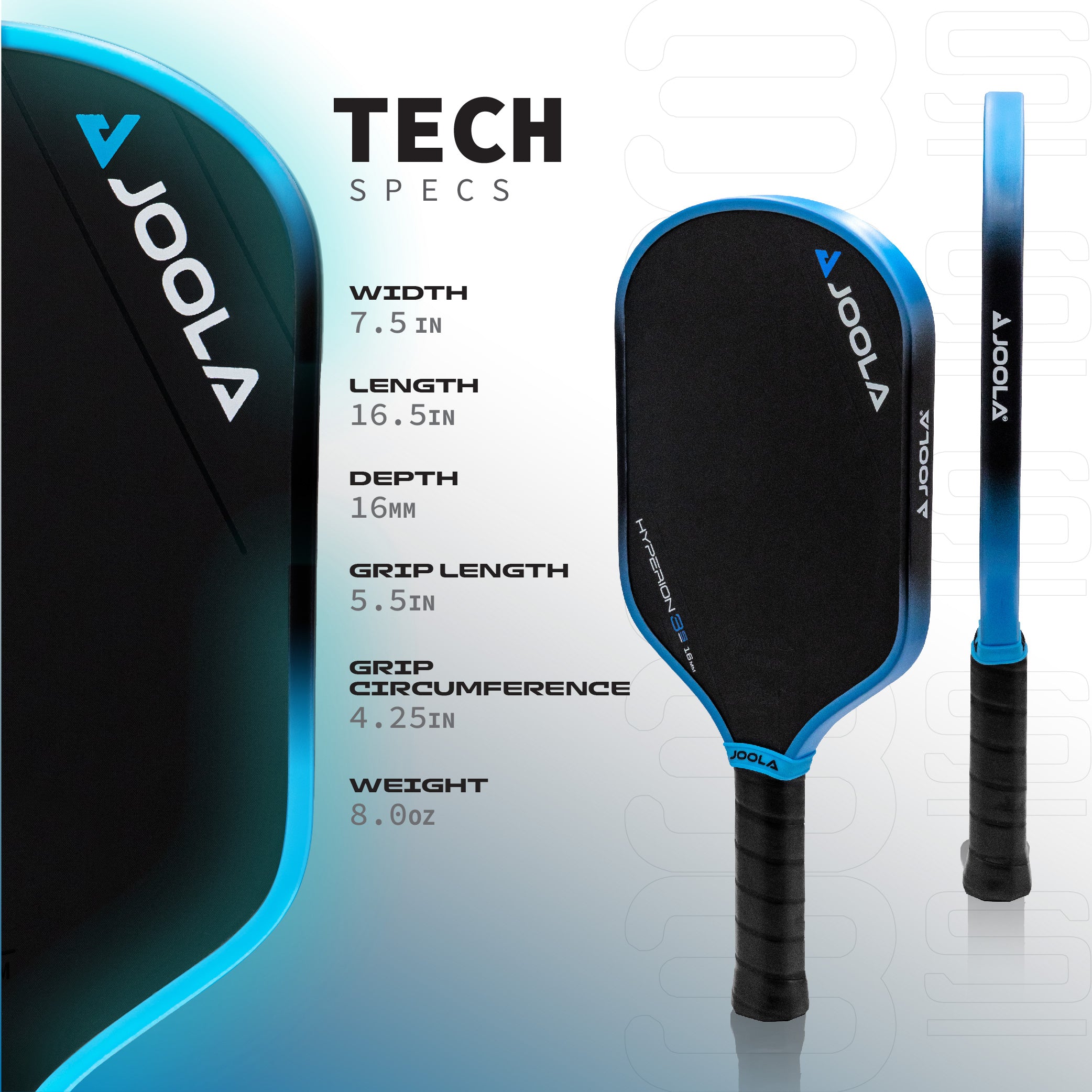 JOOLA Simone Jardim Hyperion 3S 16mm Pickleball Paddle - Image 3